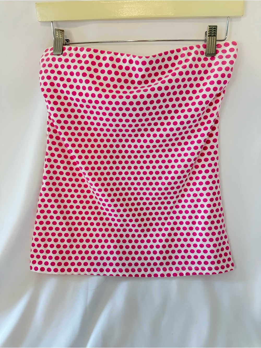 Pink Polka Dot Strapless Tunic Top